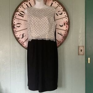 Jackie Jon size 16 sleeveless black/white studded lace dress